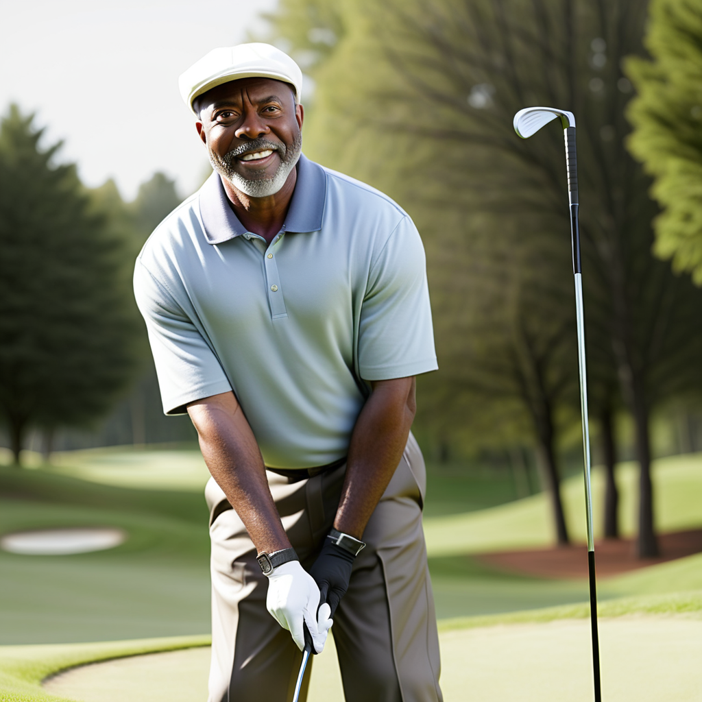 mature black man golfing