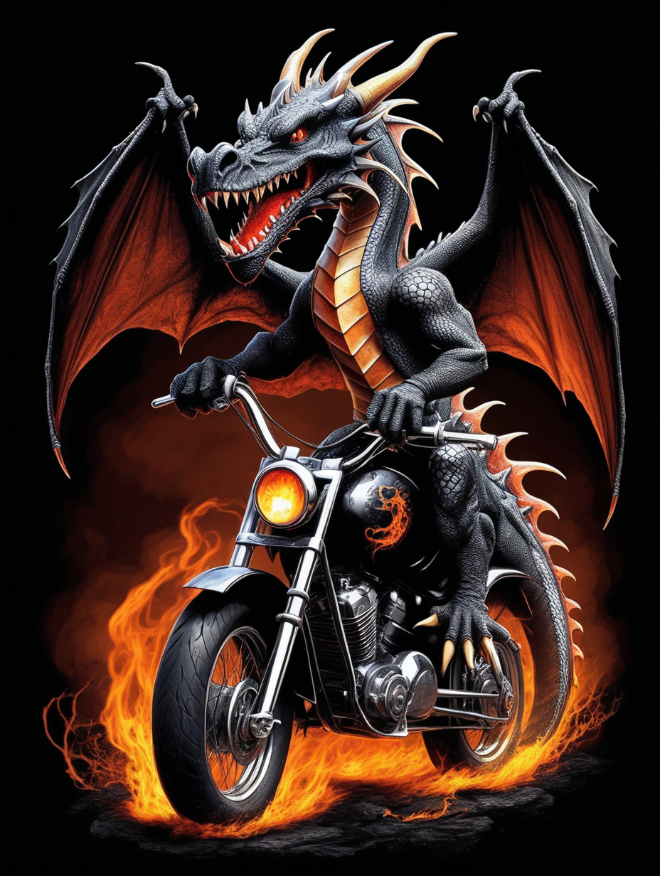 scary dragon biker tshirt