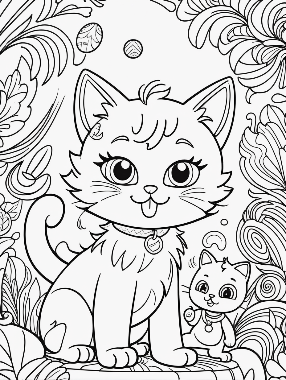 Coloring page cover of a cute cat with