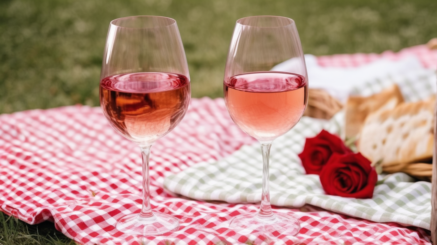 rose wine glass at a picnic