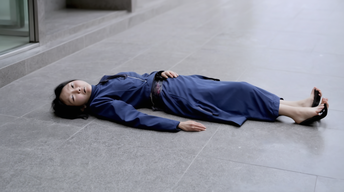 Chinese woman since collapsing on the ground