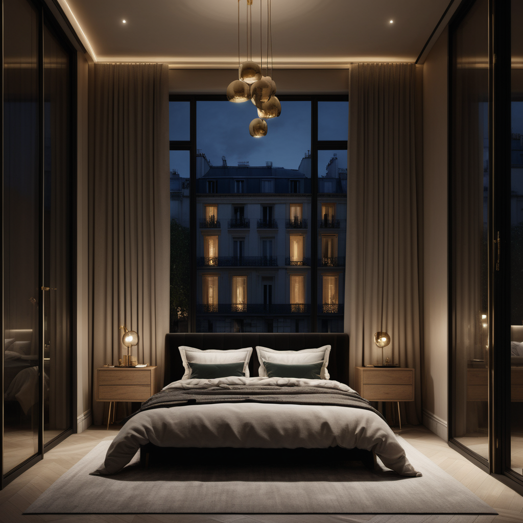 a hyperrealistic image of a grand modern Parisian