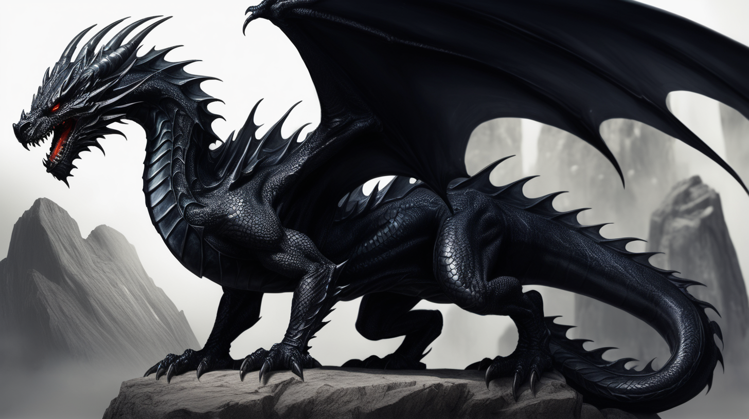 Draw Stunning dark fantasy Dragon obsidian pose