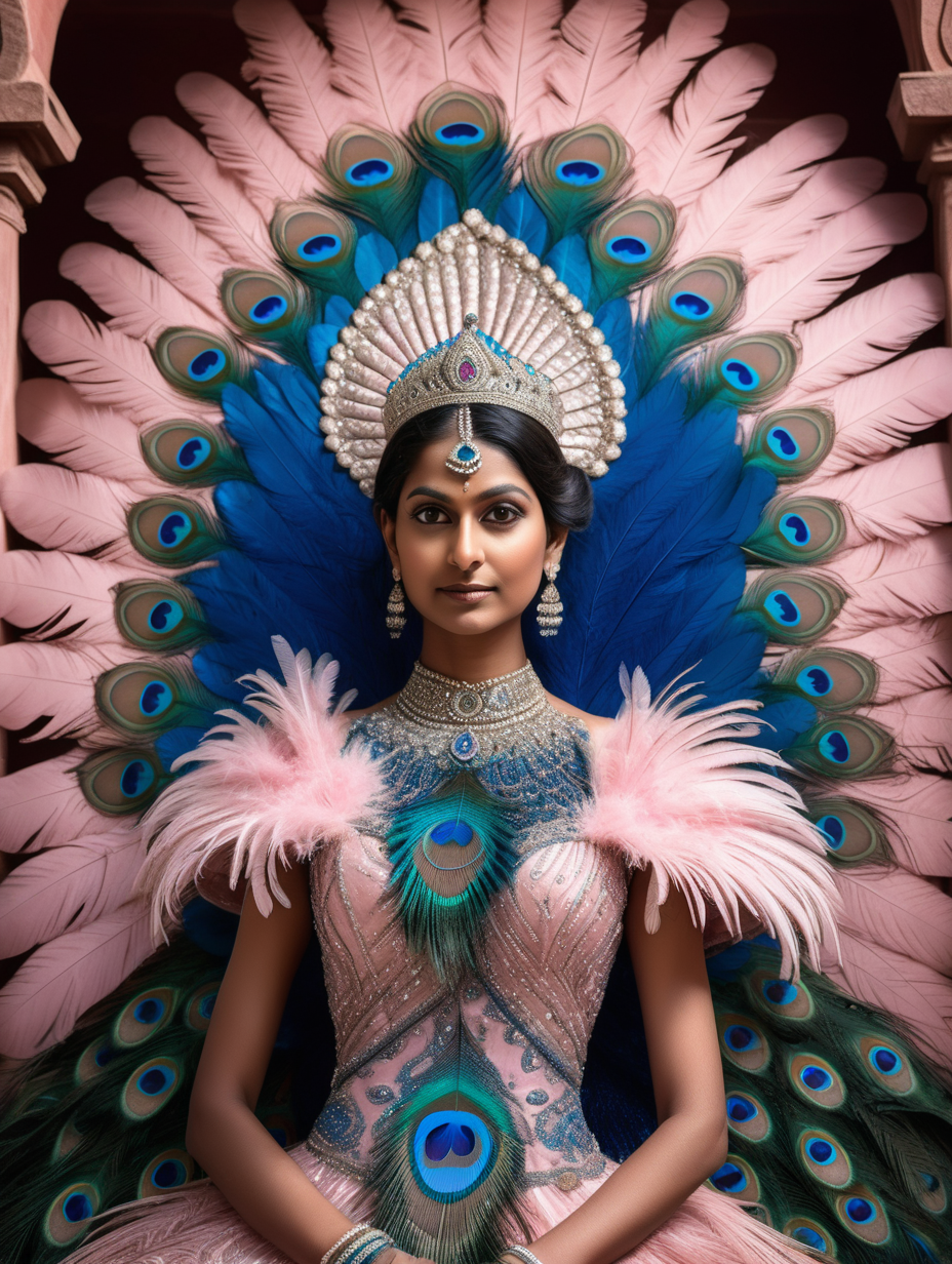 photo of an indian queen wearing a peacock