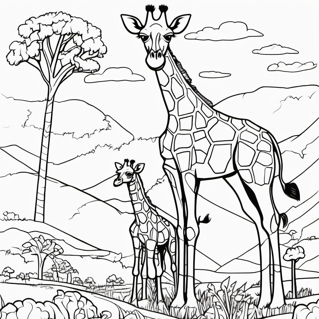 imagine colouring page for kids Giraffe Candyland Delight
