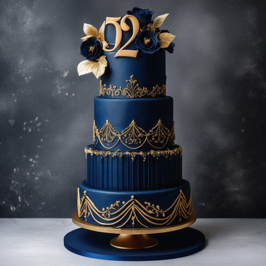 Anniversary cake for thirties With deep blue color
