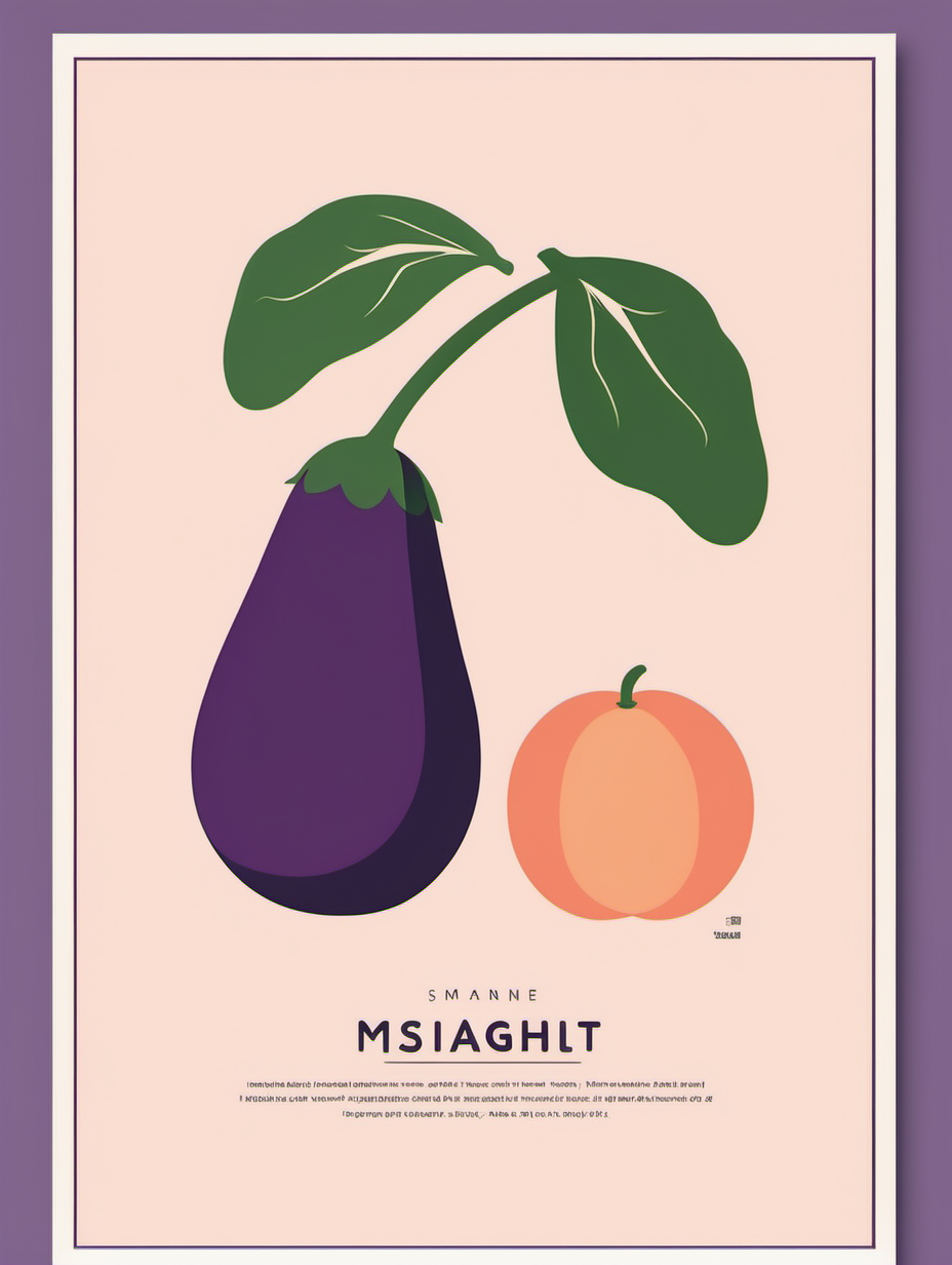 minimalist poster design featuring an eggplant and a