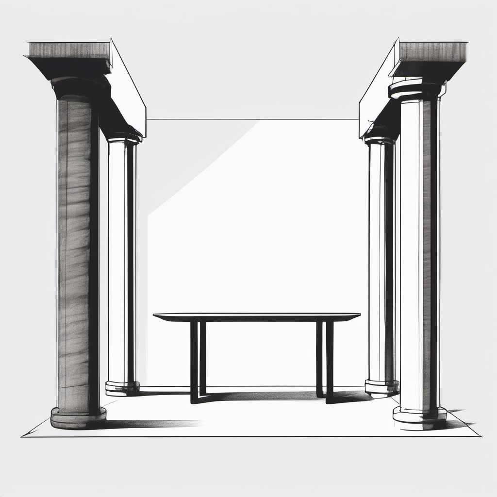 minimal sketch of a table surrounded by column and wall
