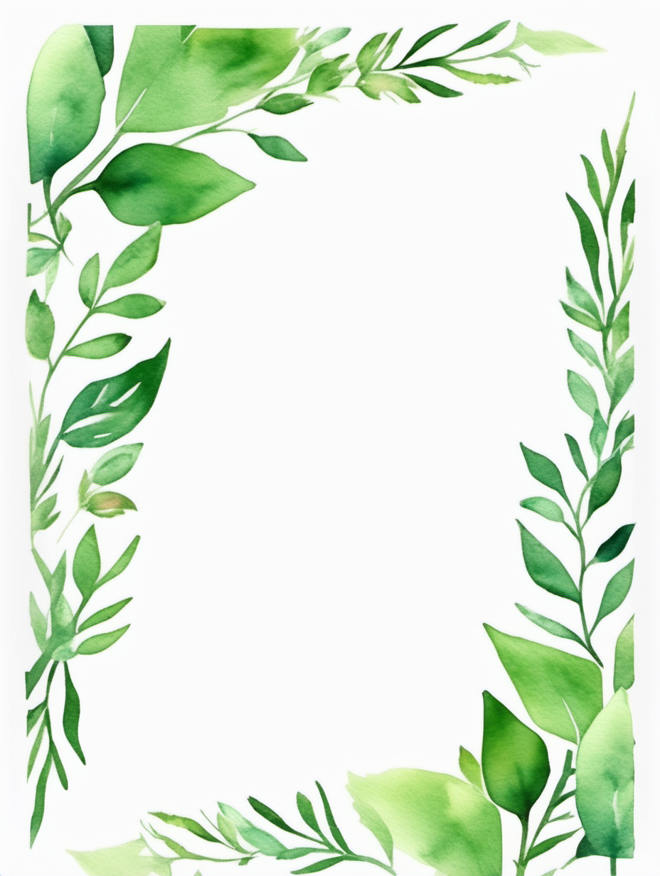 simple green foliage border watercolor style with a