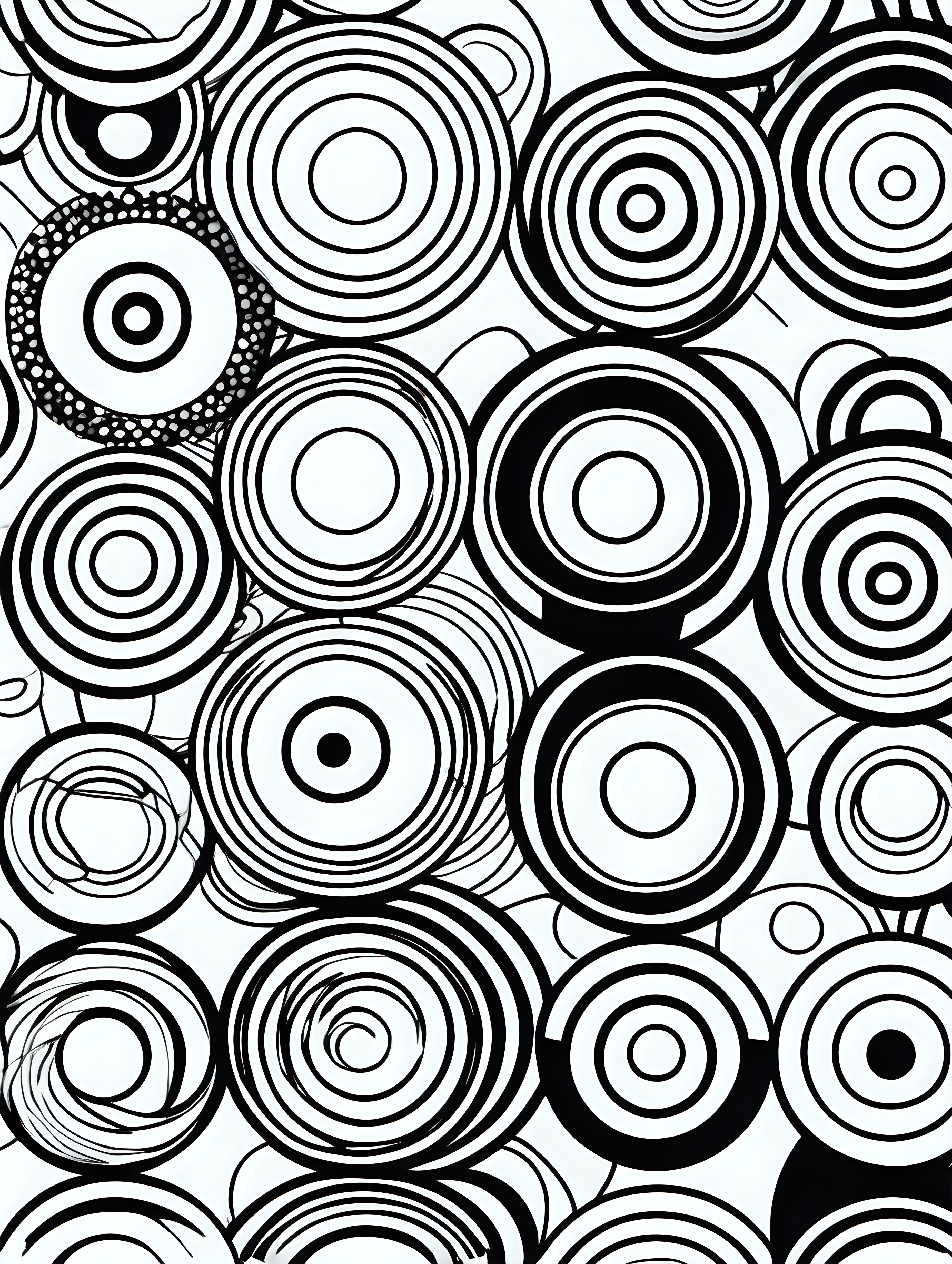 perfect patterns circles ,coloring page, simple draw, no colors, 