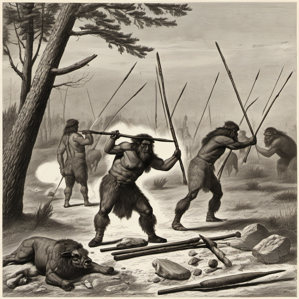 prehistoric hunters hunting for bison bonfires atlatl
