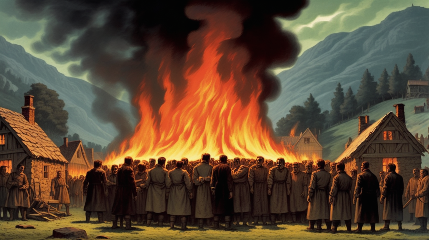 Frankenstein burning villagers