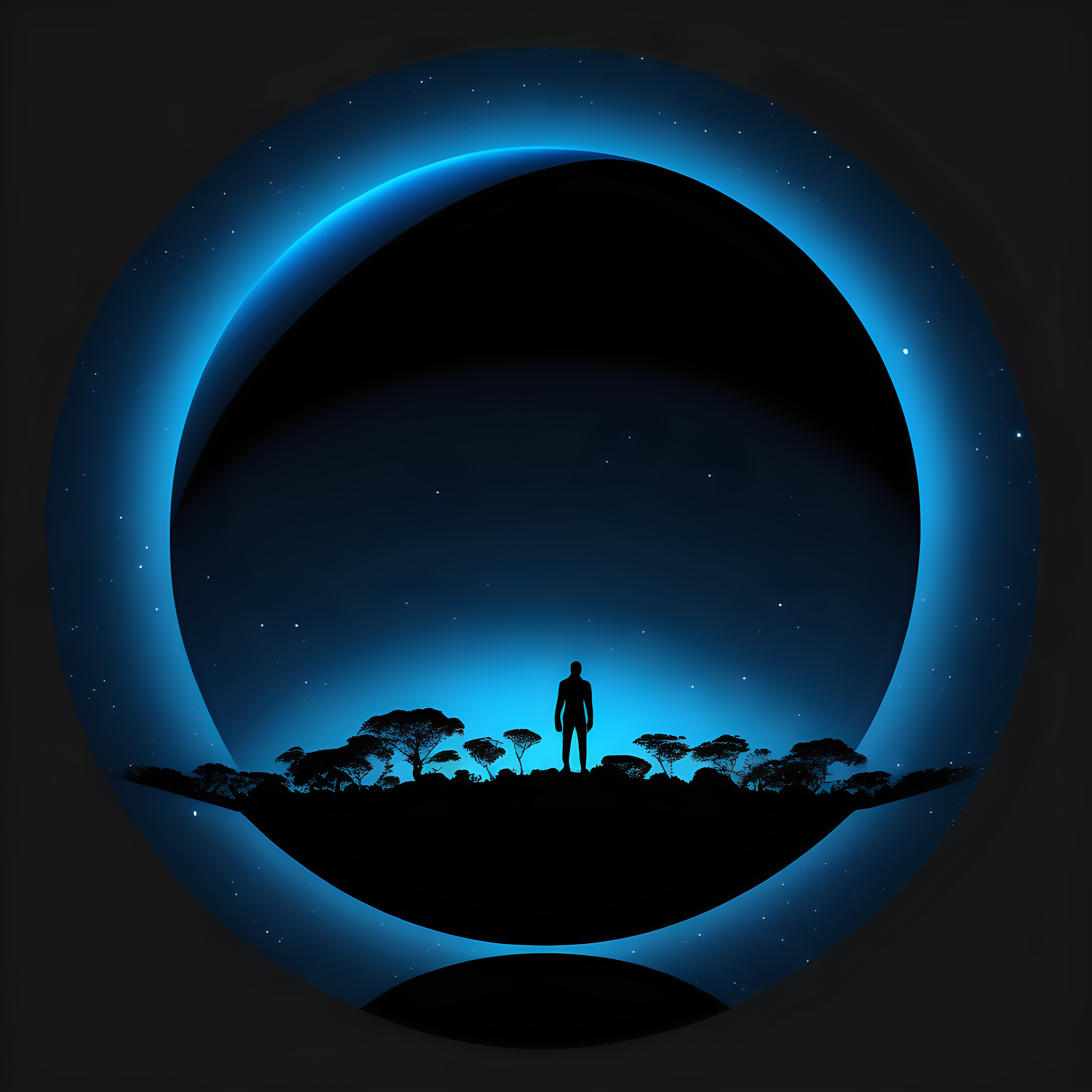 blue black planet silhouette half