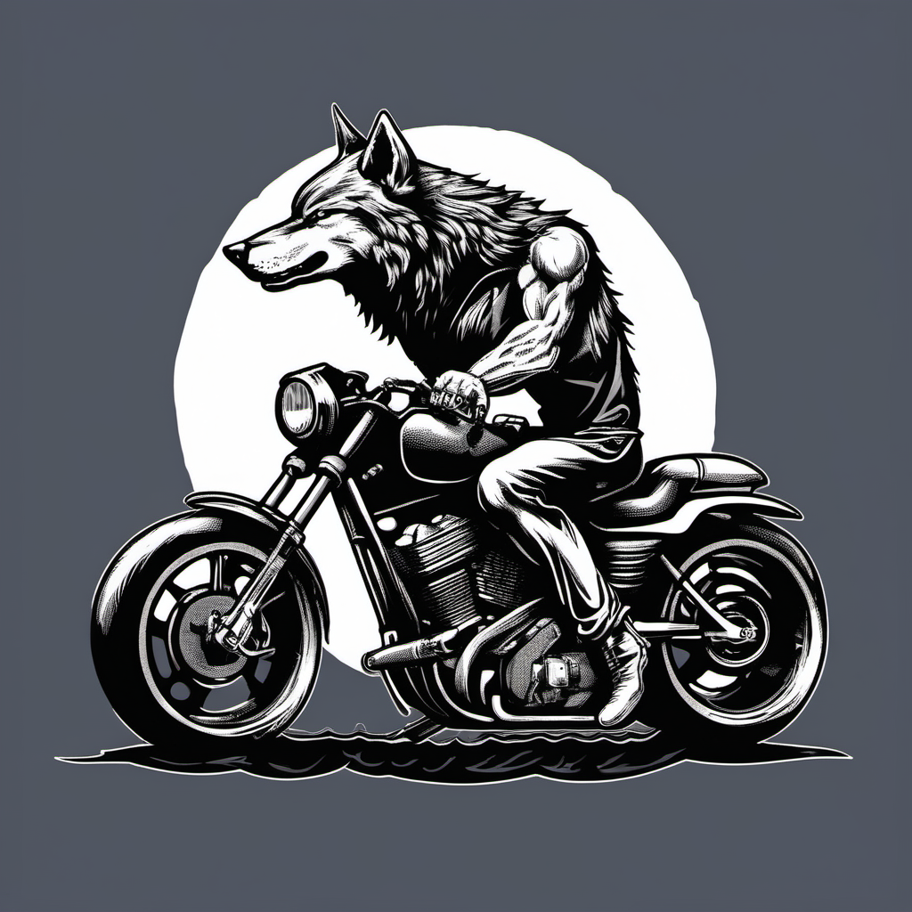 howling wolf on super bike, t-shirt design