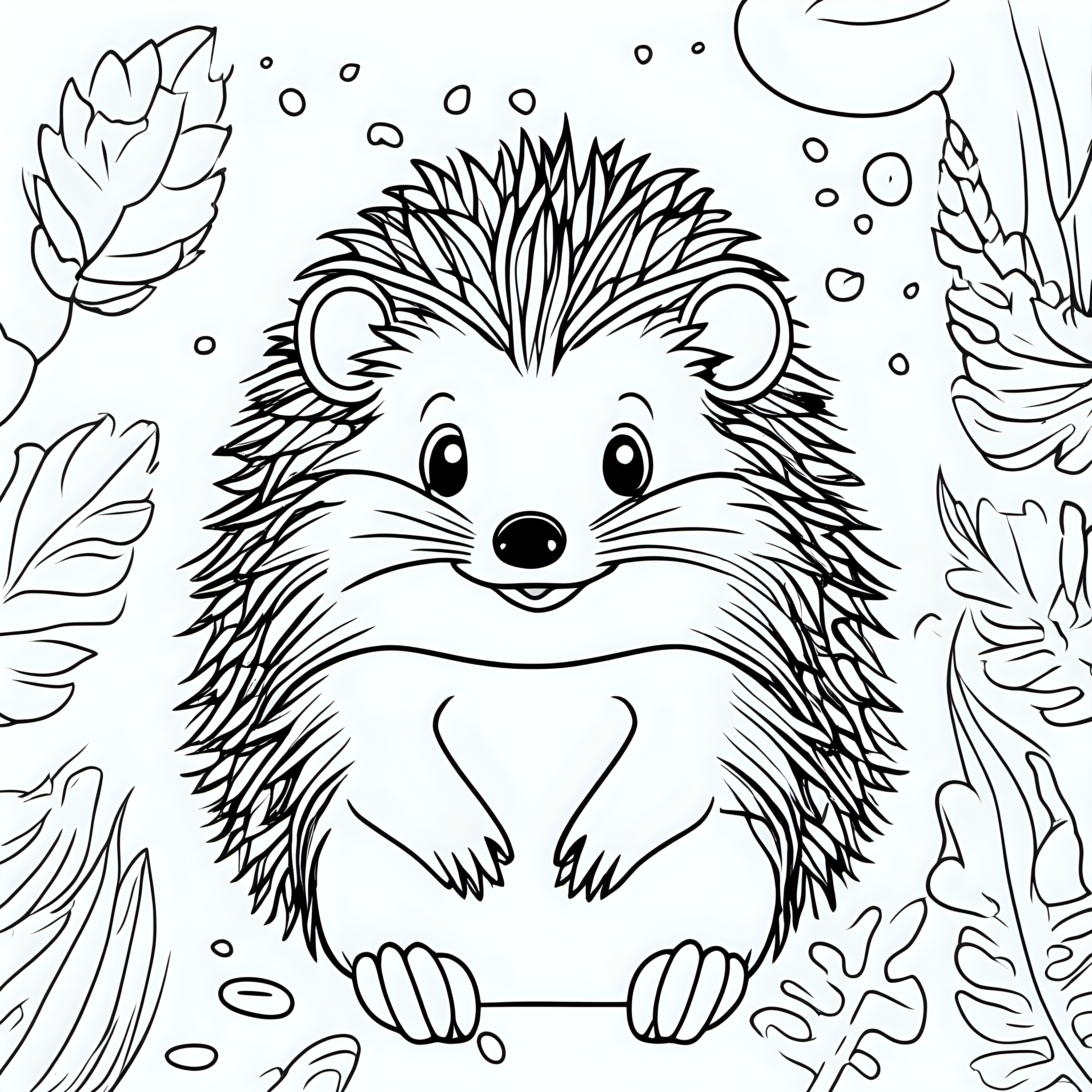draw a cute Hedgehog with only the outline  for a coloring book