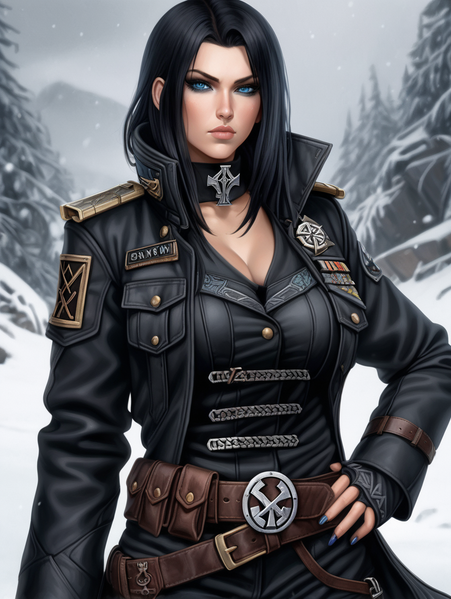 Warhammer 40K young very busty Commissar woman She