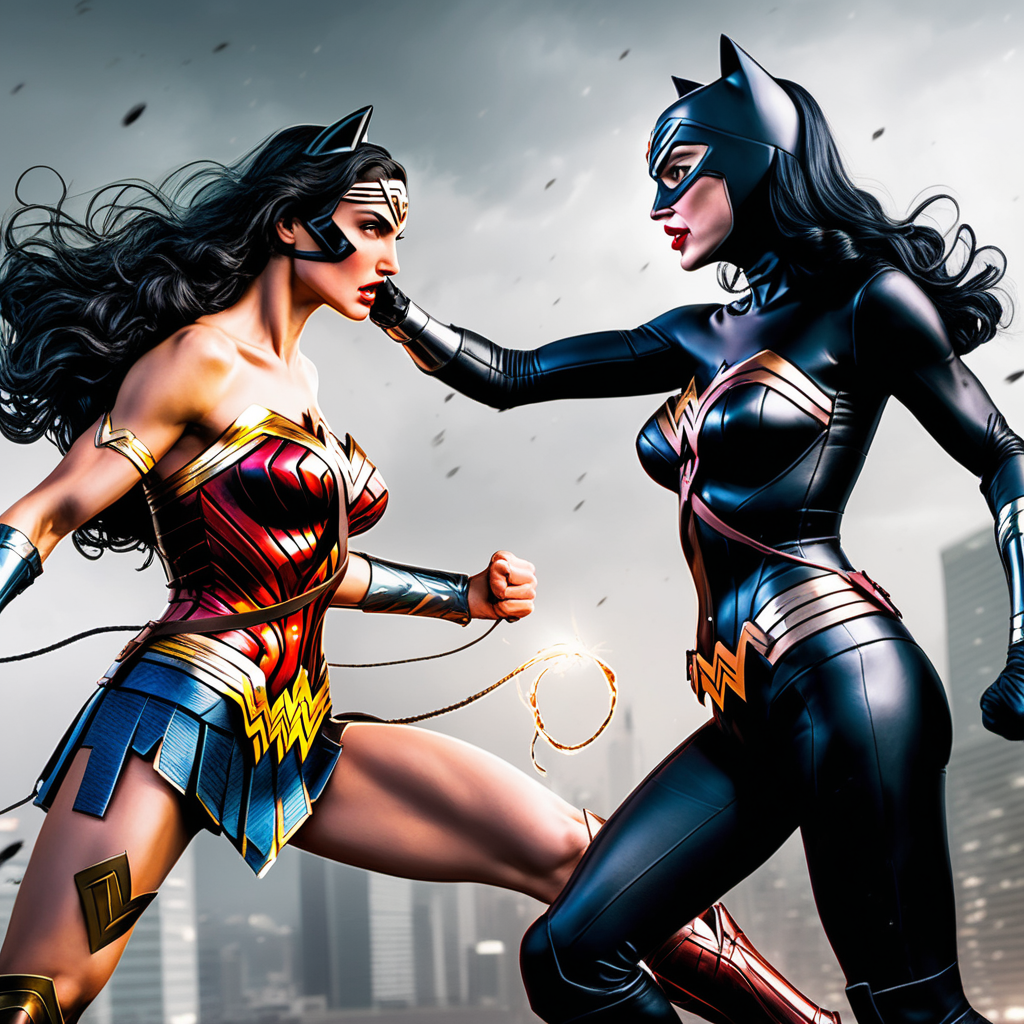 wonder woman vs catwoman fight