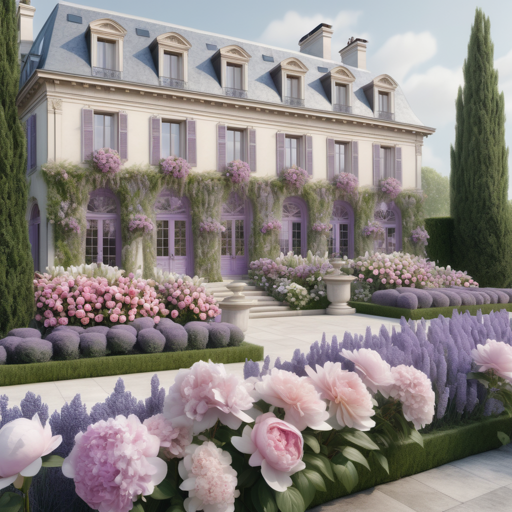 a hyperrealistic of a grand modern Parisian estate