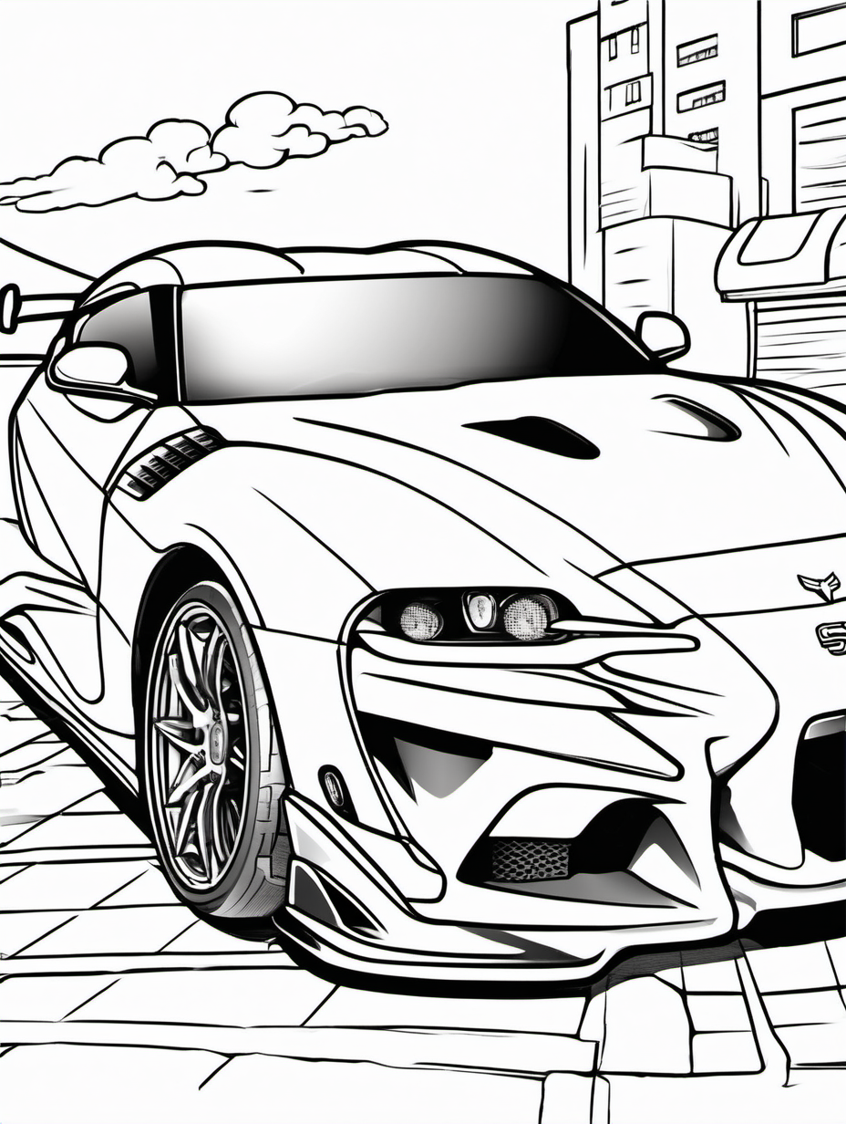 Supra sports car for childrens coloring book