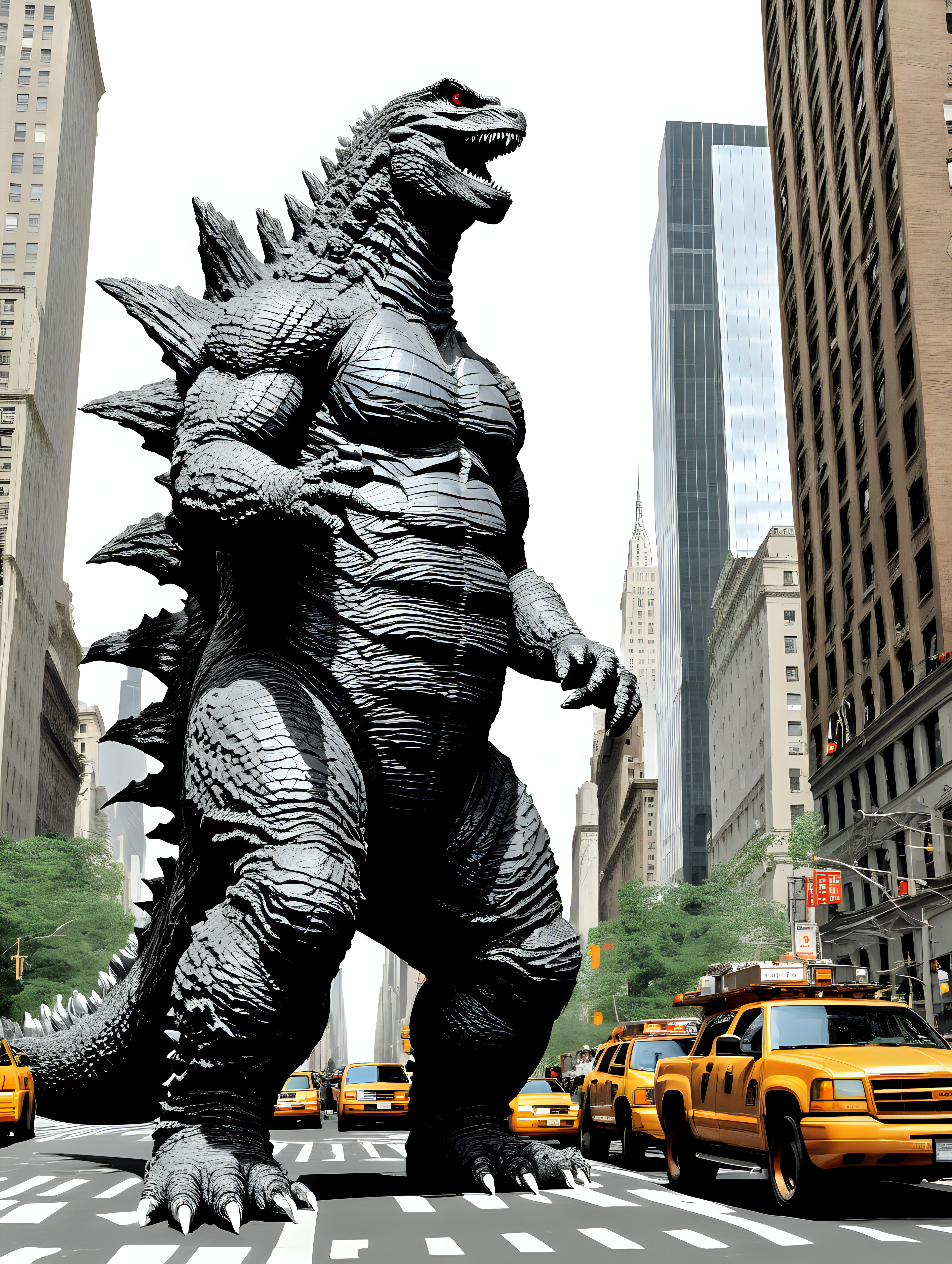 2 heads Godzilla roaming NYC