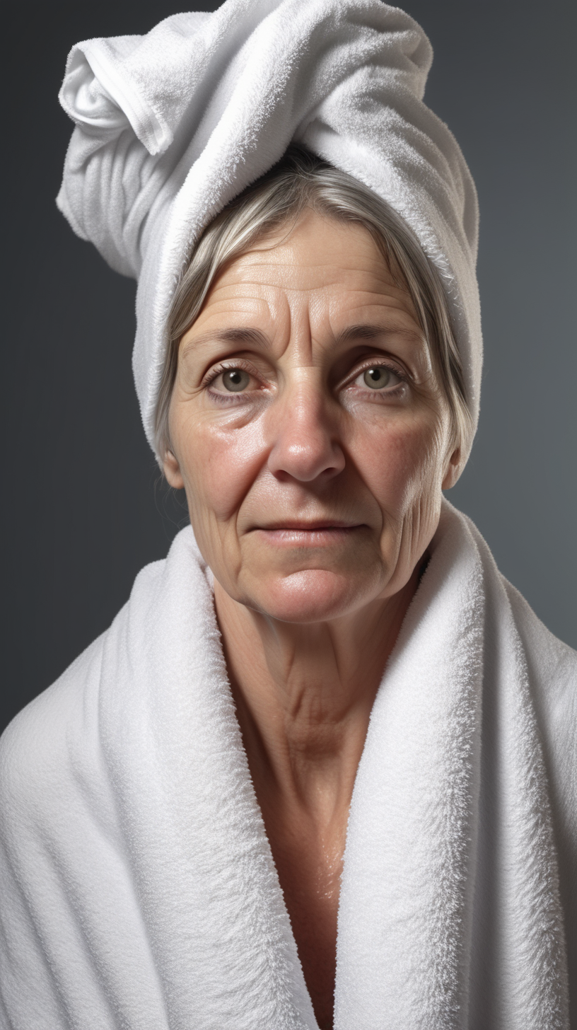 woman a bit over 40 years in bathroom