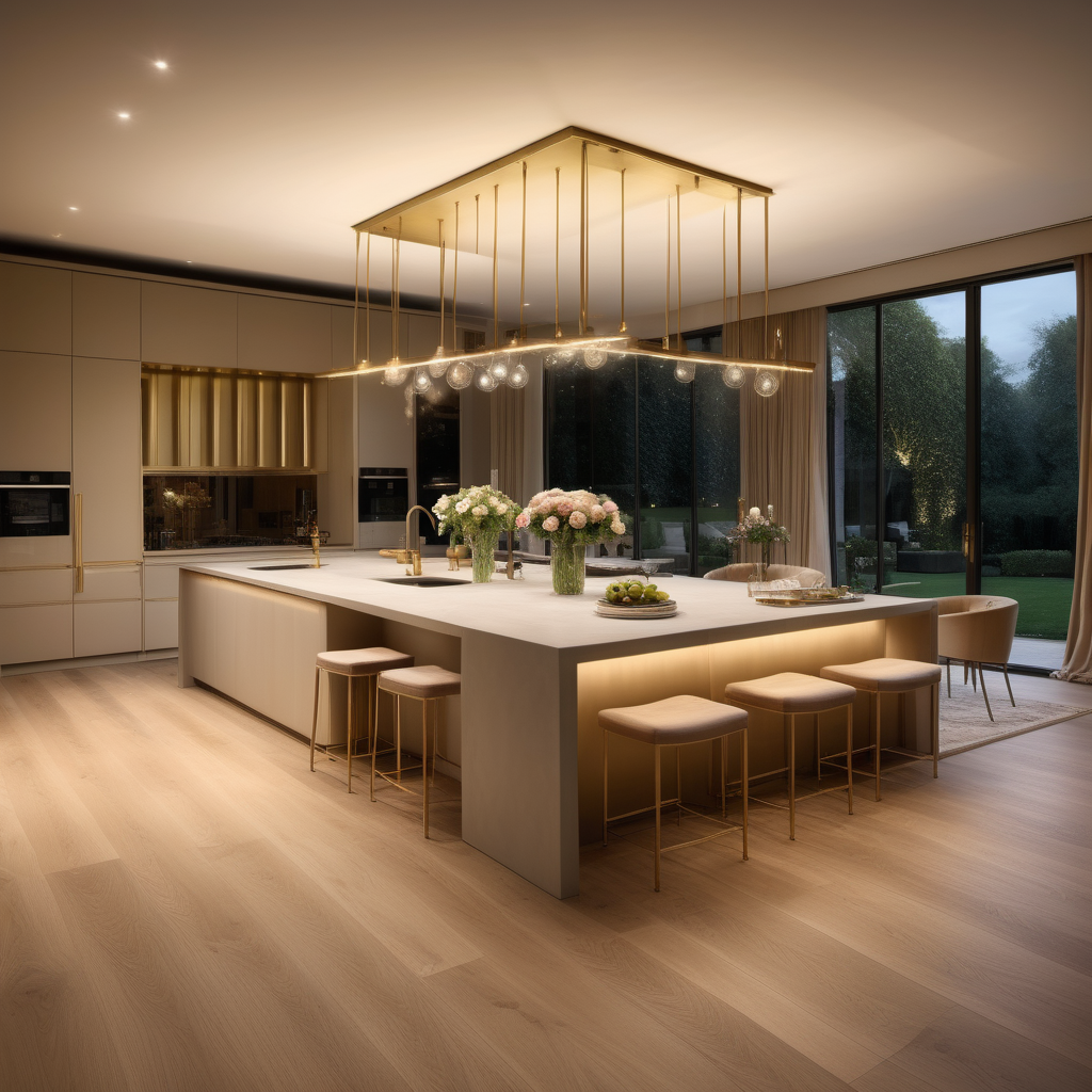 hyperrealistic of an elegant palatial modern Parisian kitchen