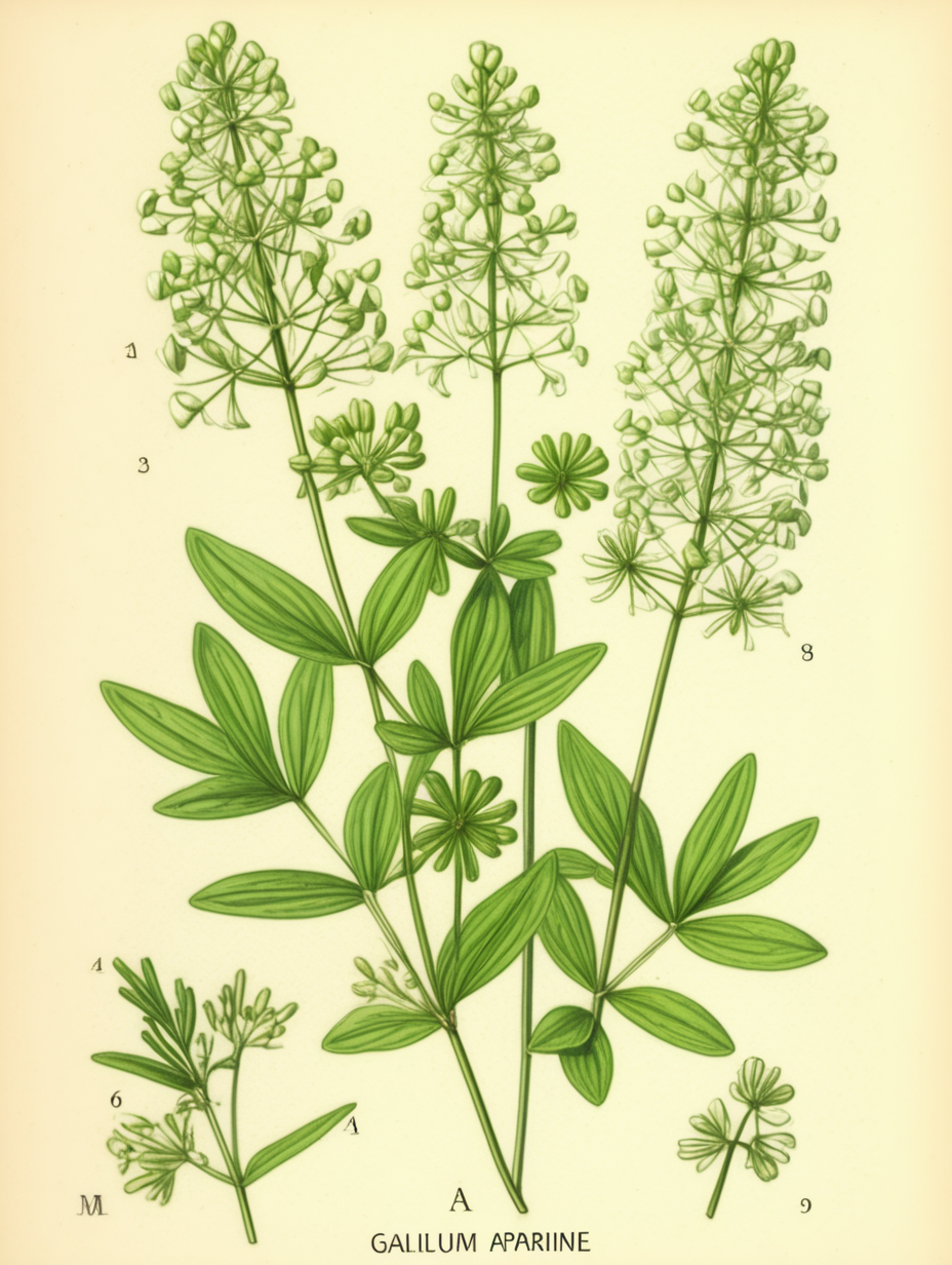 Galium aparine botanical illustration
