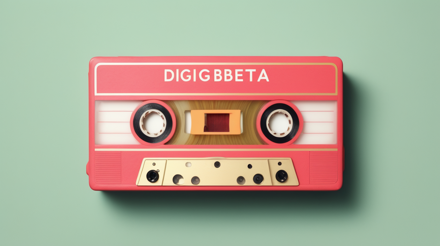 a high quality photograph of a digibeta tape in the style of a wes anderson film