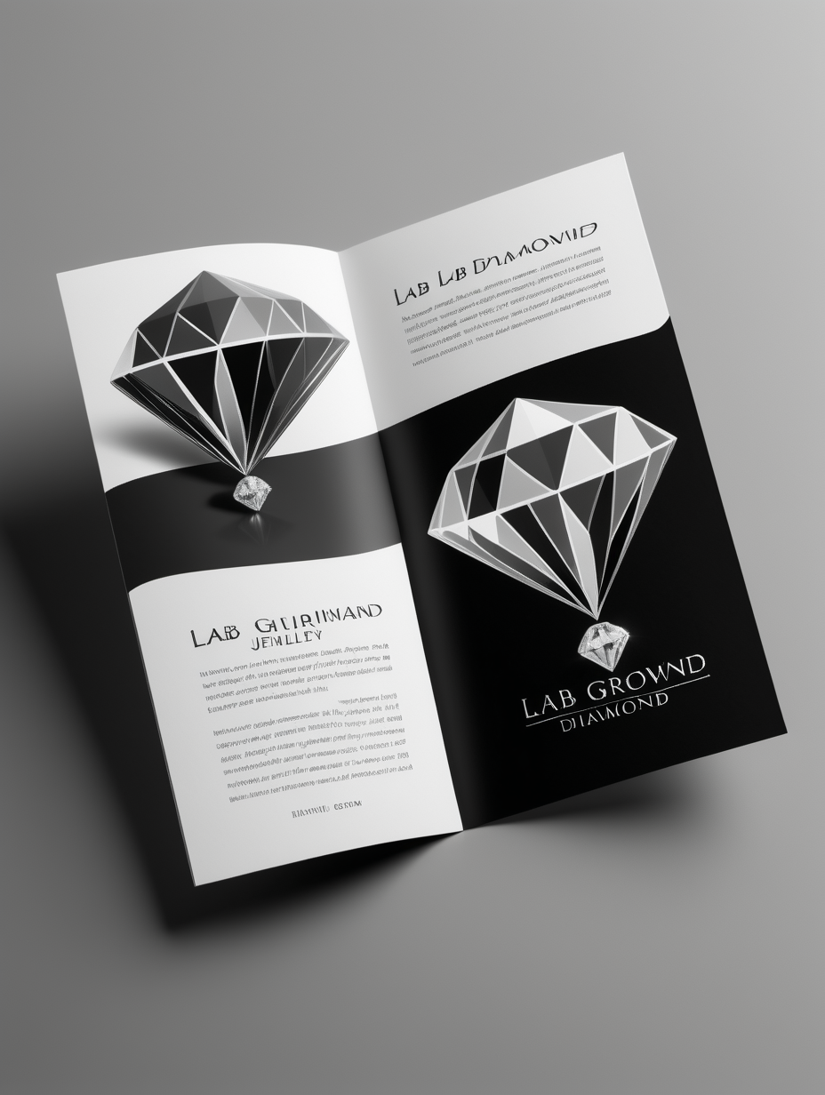 LAB GROWN DIAMOND JEWELLERY PAMPHLET DESIGN IN BLACK and white