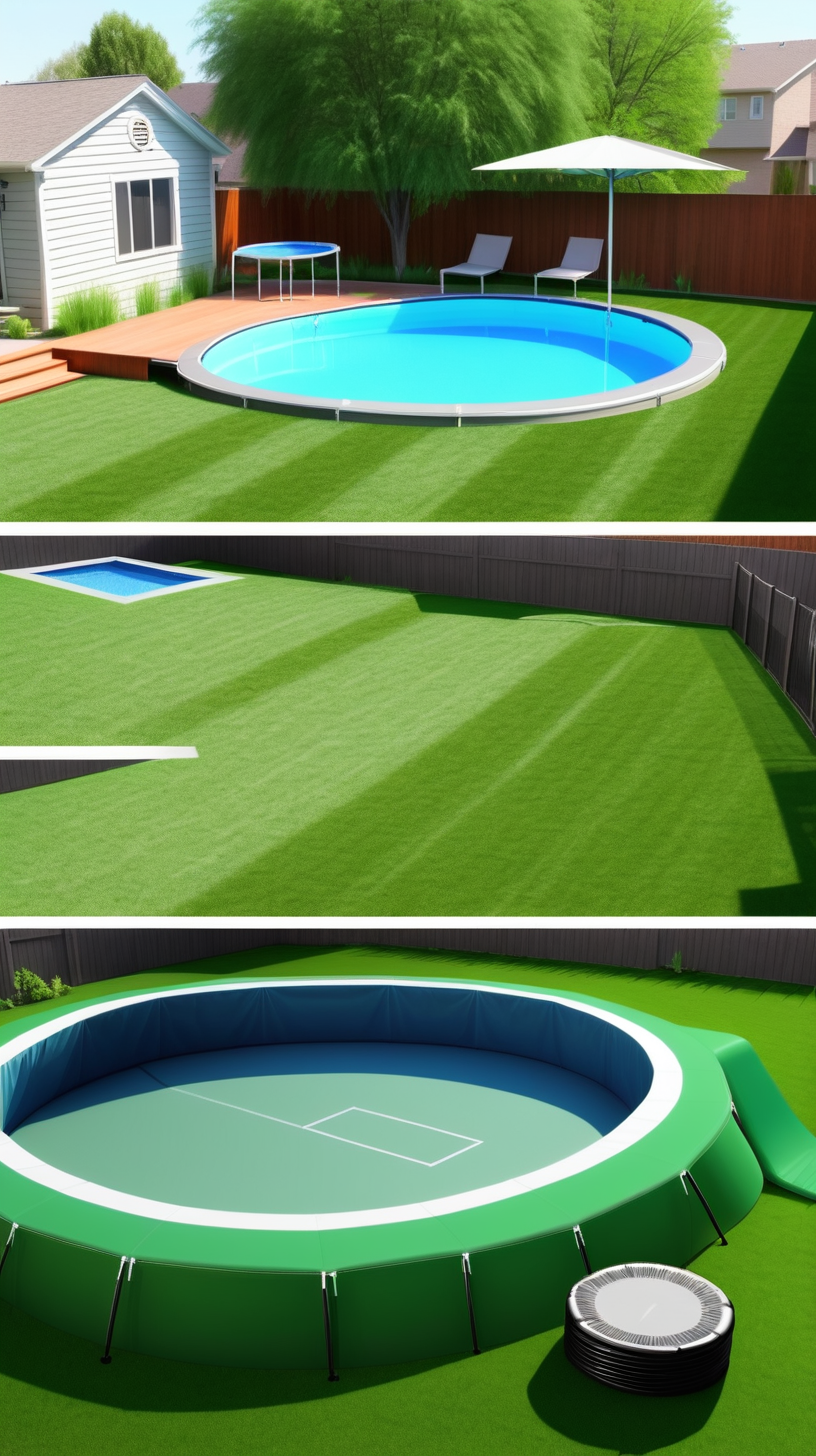 a backyard with a pool also with a