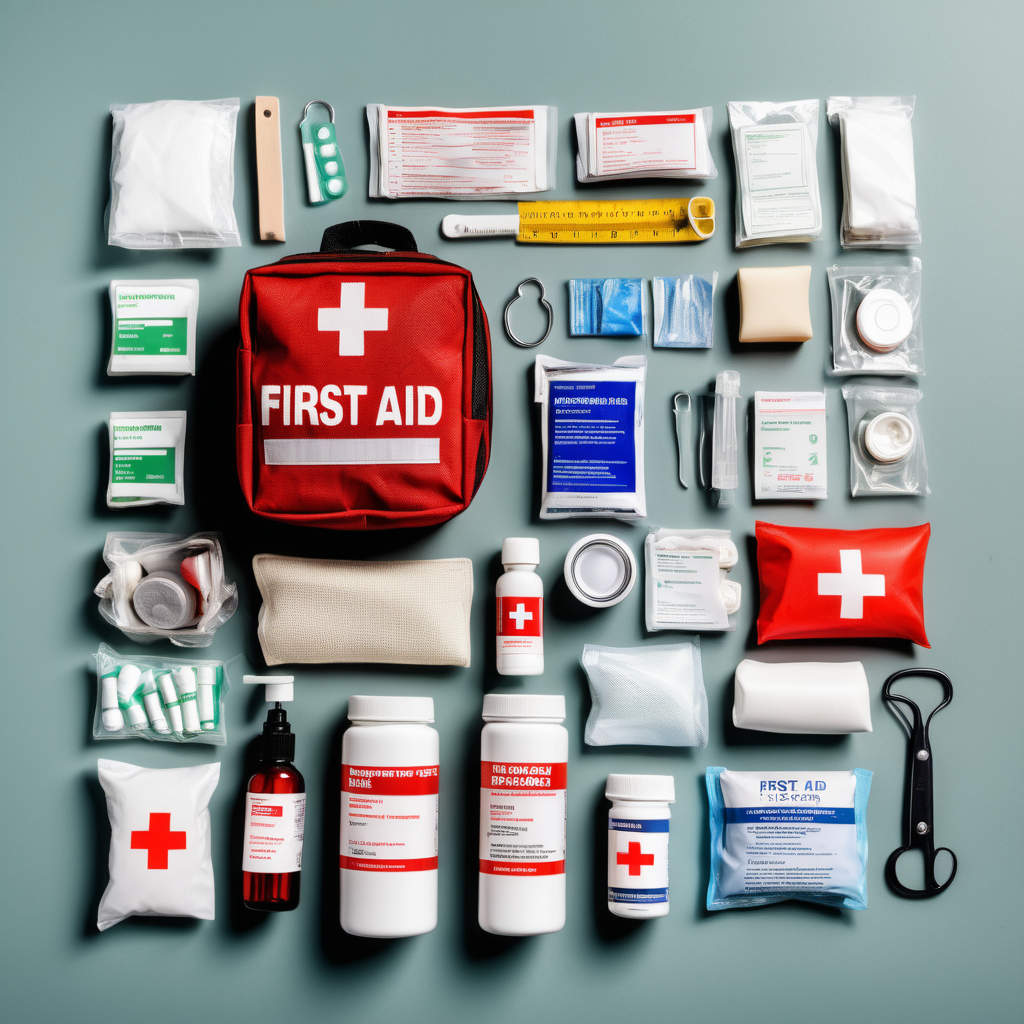 First aid assortment representing items in an online