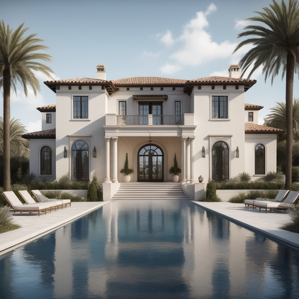 a hyperrealistic image of a Modern Mediterranean estate