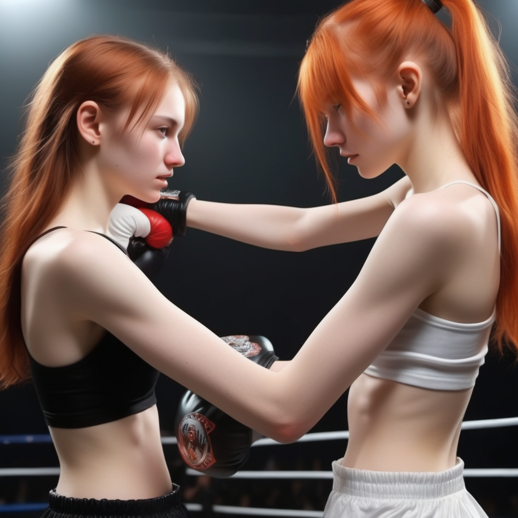 20 year old slender women bare knuckles embraced in a fight 