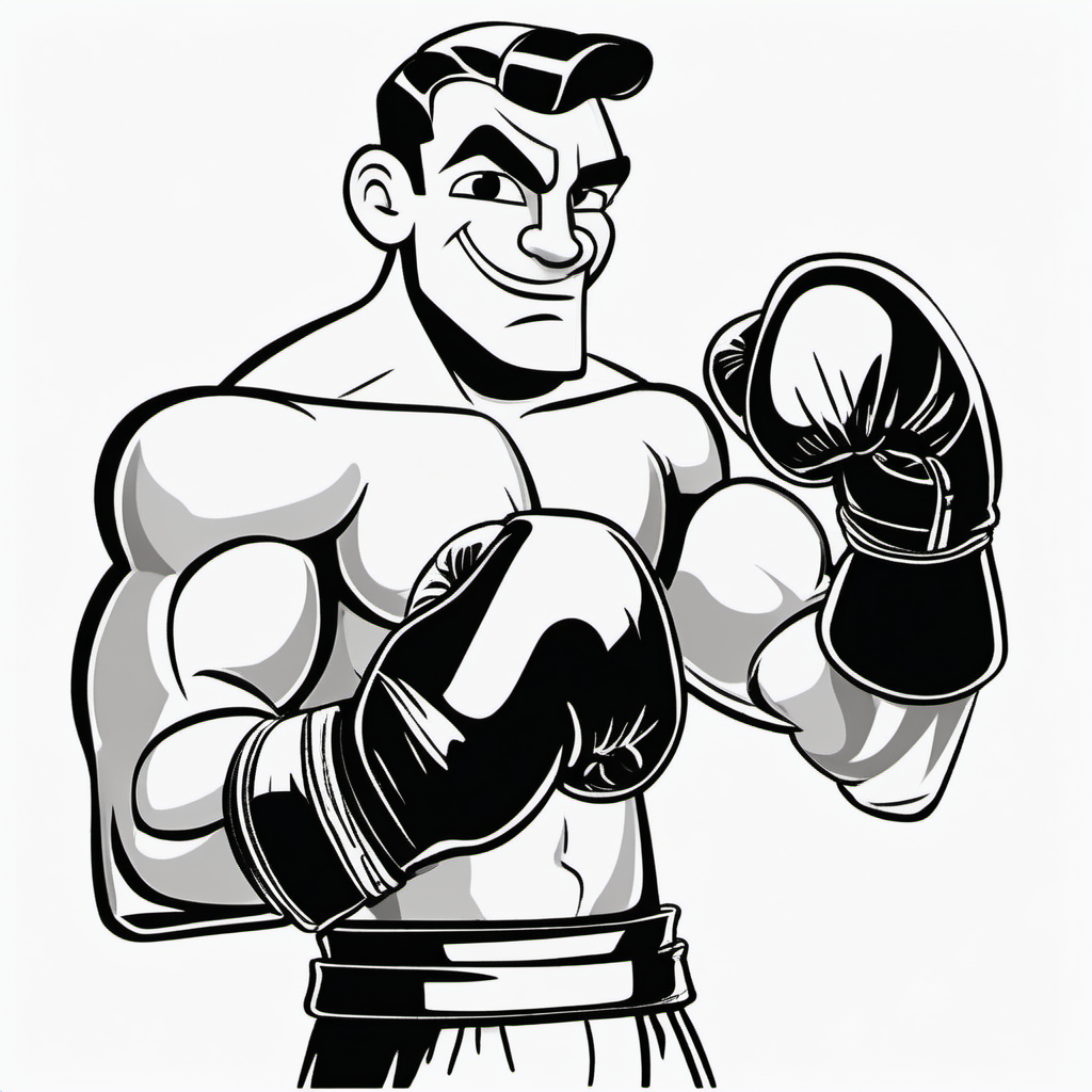 create a cartoon boxer in the rubber hose animation style of the 30's and 40s
