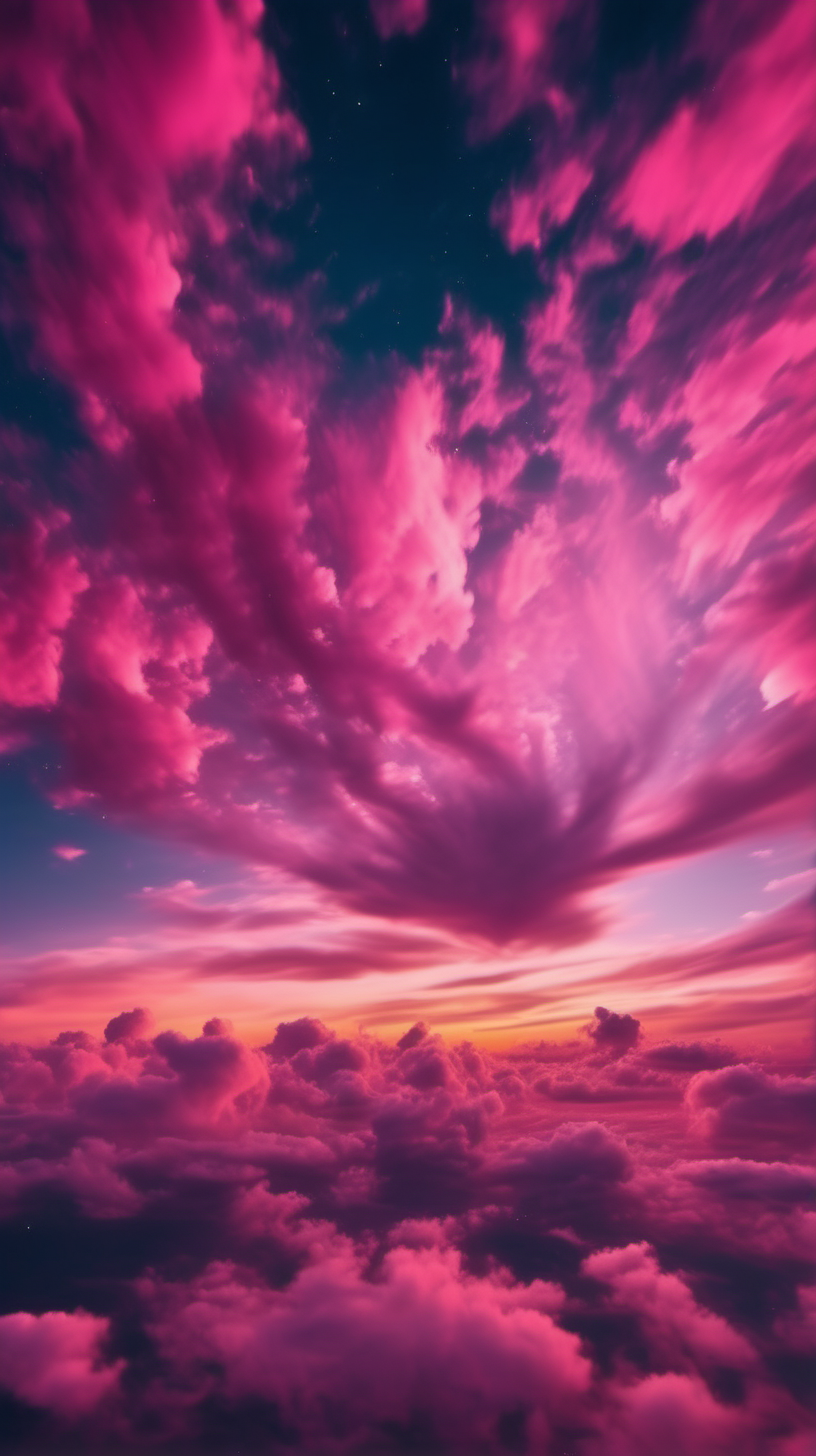 See the beauty of pink clouds at sunset