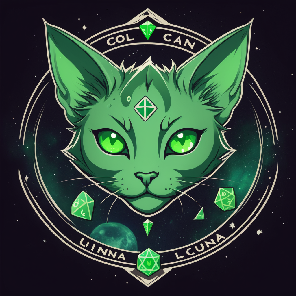 Logo green cat ears meteorites world twentysided die