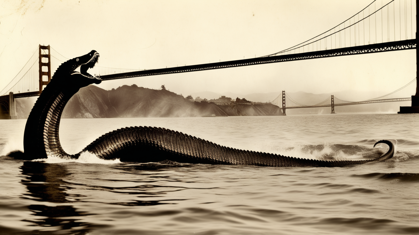 sea serpent destroying 1900s San Francisco