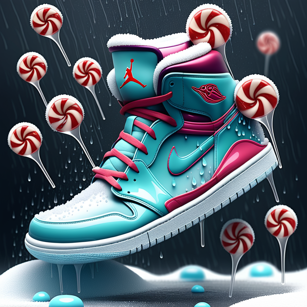 Jordan sneakers design with winter fresh candy on them with raindrop 
