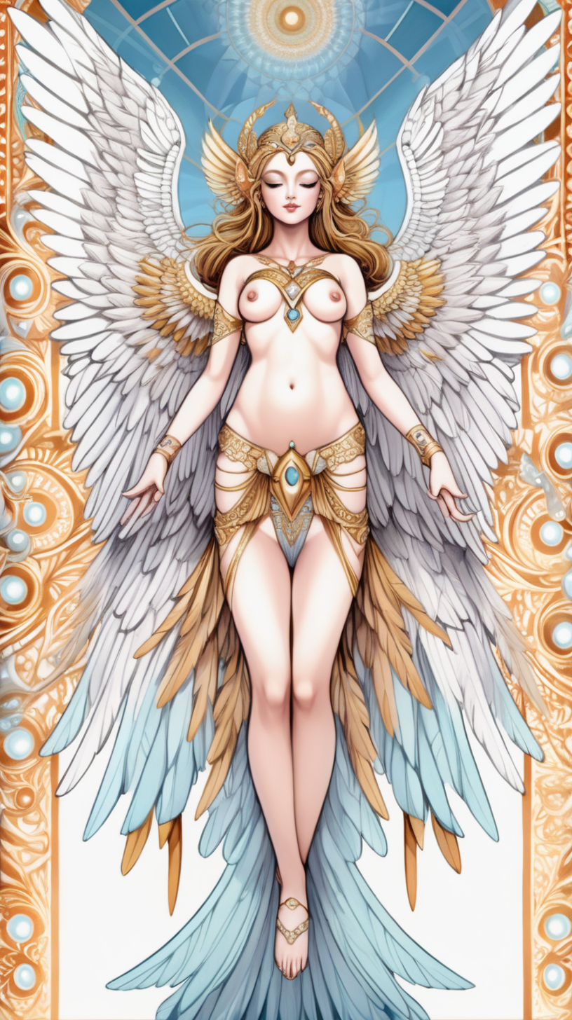 Divine symmetric pattern, angles with huge wings, goddess sexy beautiful and fun,