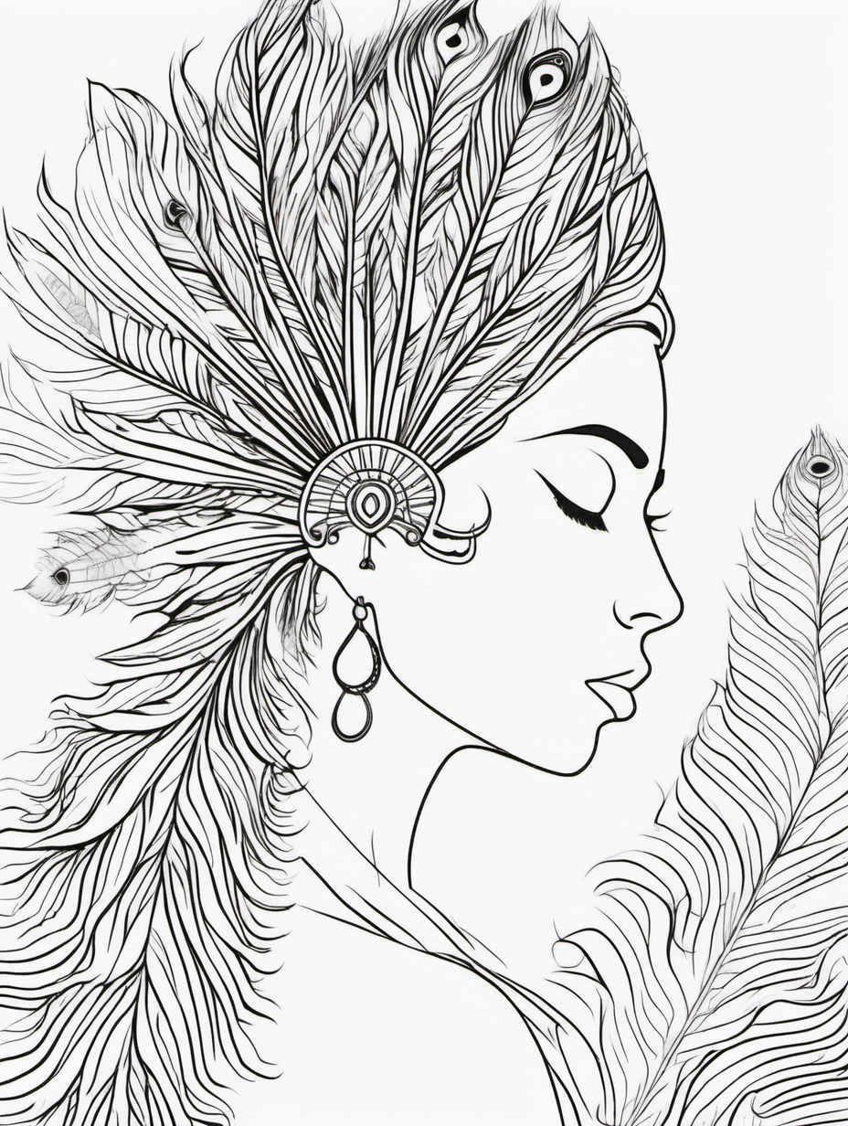 peacock feather woman coloring page simple draw no