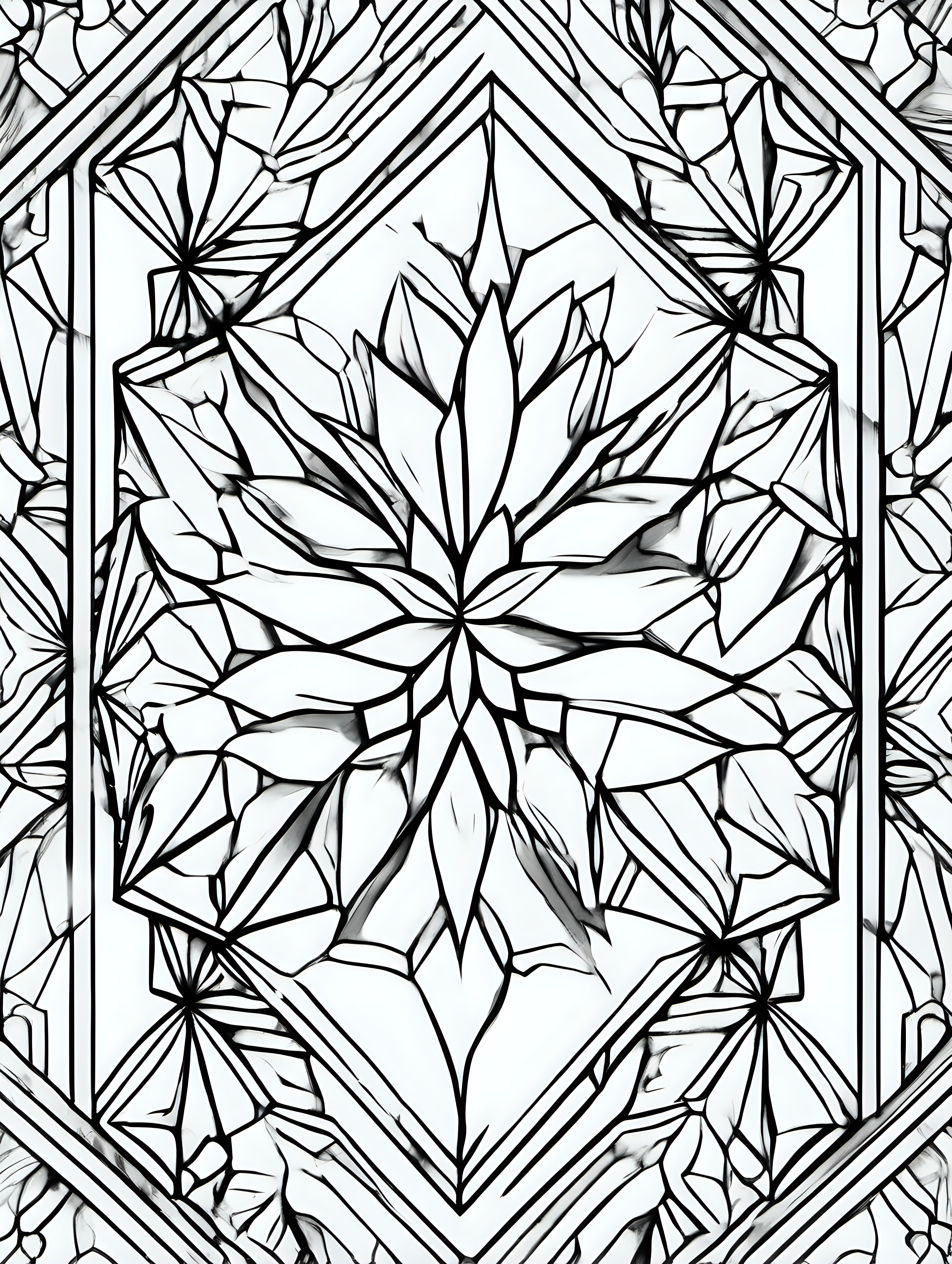 cristal patterns ,coloring page, simple draw, no colors, 