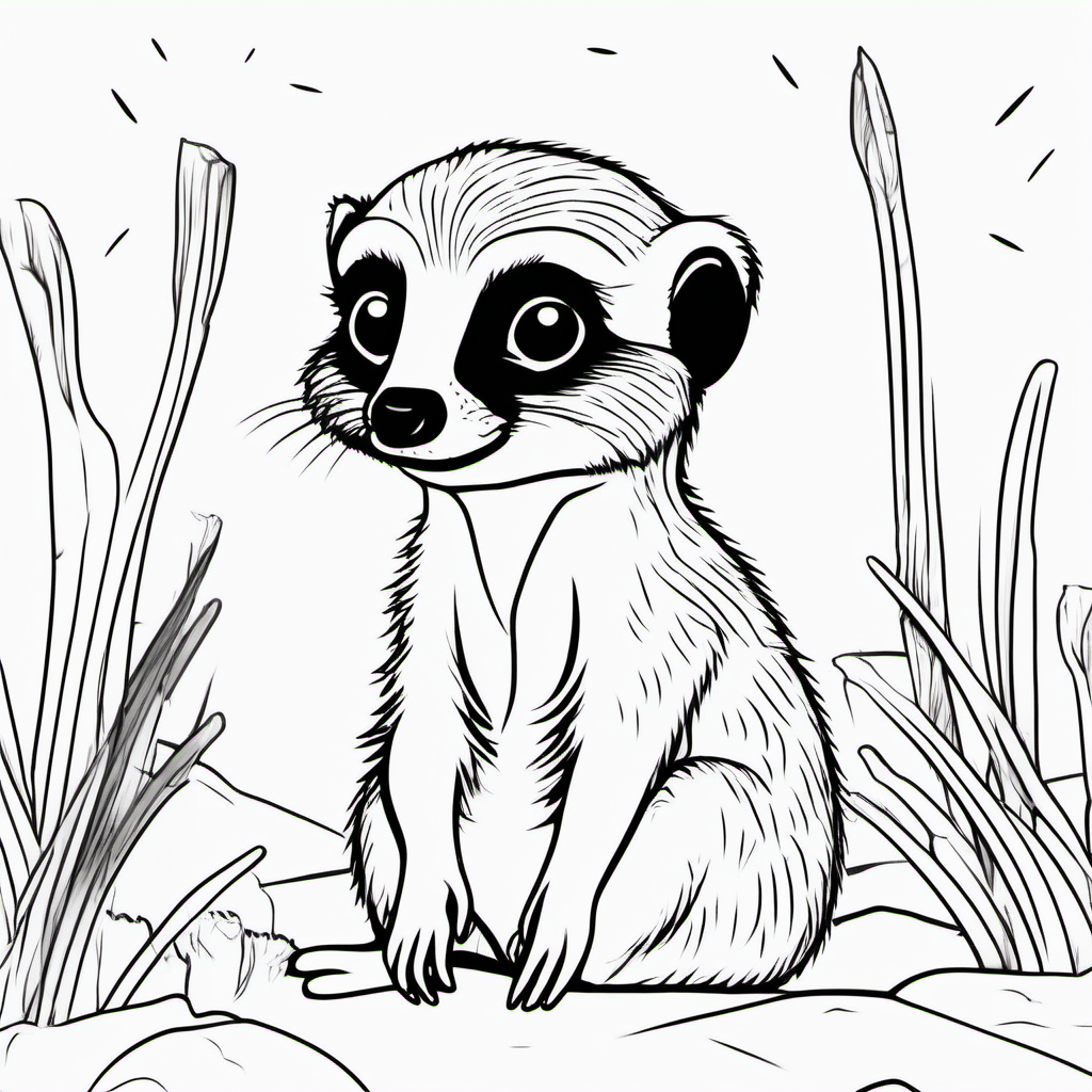draw a cute meerkats with only the outline  for a coloring book